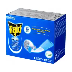 RAID ELEKTROFUMIGATOR NA KOMARY + 10 WKŁADÓW OCHRONA 10H